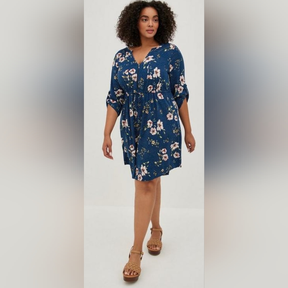 Torrid Zip Front Challis Dress 1X